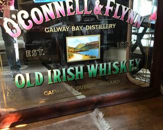 O’Connell & Flynn Old Irish Whiskey framed Advertising Mirror/Sign. Excellent condition.