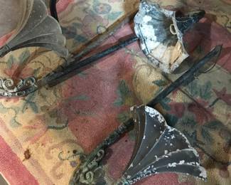 Antique walkway lights, set of three.