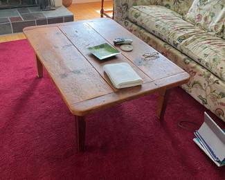Old Wood Coffee Table with One Drawer