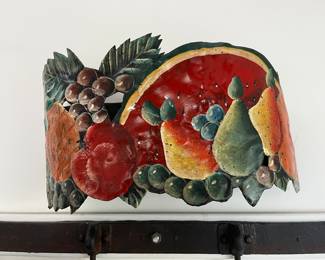 Antique French Folk Art Tole Painted Planter