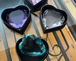 Collection of 4 Rosenthal boxed crystal hearts