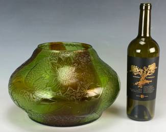Large Signed Daum Nancy Cameo Glass Vase