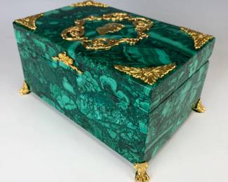Malachite Jewelry Box with Dore Bronze Napoleon