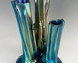 Steuben Blue Aurene Glass Tree Trunk Vase