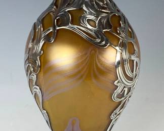 Loetz Sterling Silver Overlay Vase