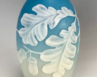 English Cameo Vase Decorated with Acorns