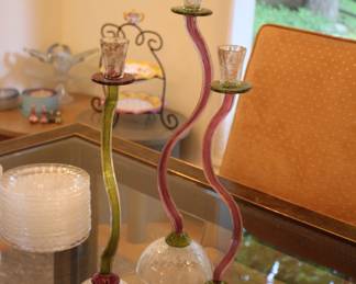 Art glass candlesticks 