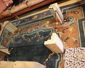 Contemporary glass & marble coffee table