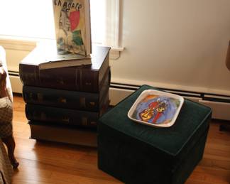 Book form end table & storage ottoman