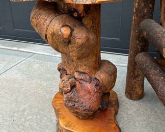 Redwood Burl Side Table with Live Edge Base and Top