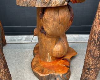 Redwood Burl Side Table with Live Edge Base and Top