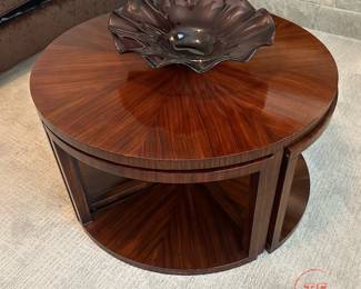 BROWNSTONE Furniture Round Coffee Table with Nesting Stools