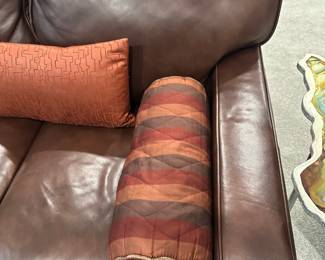 SMITH BROS Leather Sofa with Leather Ottoman