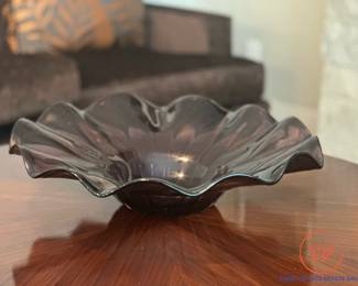 Amethyst Ruffled Glass Centerpiece