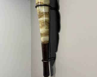 Art Glass Vase with Metal Wall Mounted Holder