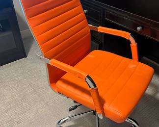 Orange Ribbed Ergonomic Office Chair