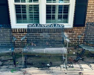 WROUGHT IRON GLIDER AND ROCKERS