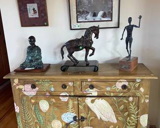 Hand painted mahogany side board