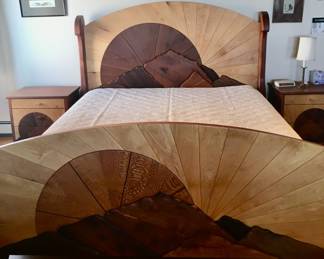 Handcarved Headboard and footboard by Sam Quintana