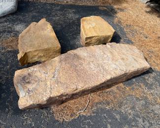 One of two stone benches