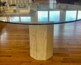 Mid-Mod 54" diameter dining table with marble base