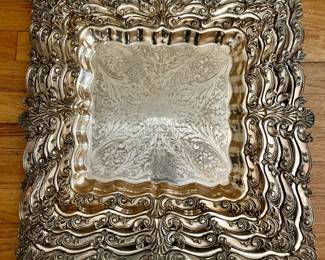 Four piece silver plate service set