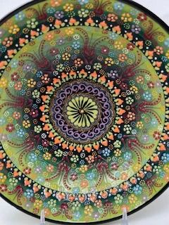 green hand painted bowl
