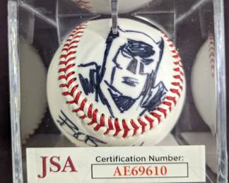 Batman Original Art Sketch on Baseball by Bob Hall