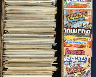 Longbox of mixed modern comic books