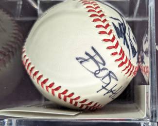 Batman Original Art Sketch on Baseball by Bob Hall