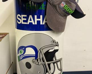 Seahawks vintage trash can & ephemera