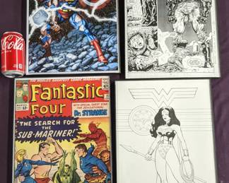 Four Framed Comic Prints