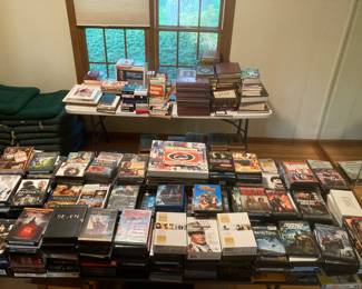 Tons of DVD's, CD's and LP's.  Many boxed sets DVD's