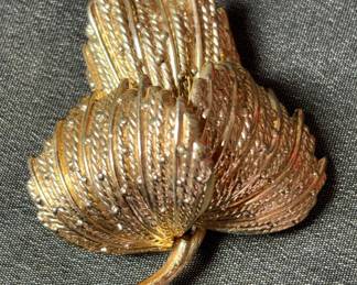 Grosse 1968 Vintage Brooch From Germany in Textured Leaf Design