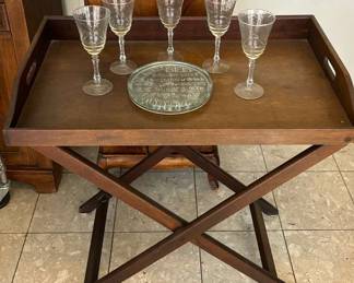 Butlers Tray With Wine Glasses Cold Cuts Glass Tray