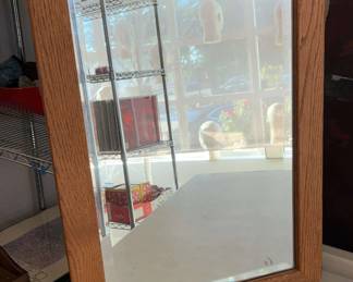 Vintage Oak Framed Mirror 