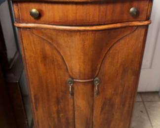 Antique Wood Cabinet With Pivot Hinges