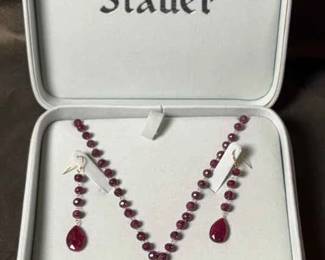 Stauer Ruby 14K Drop Necklace and Earrings Set