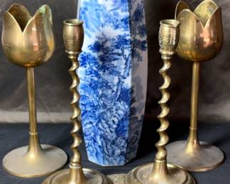 Japanese Vase Brass Candle Holders