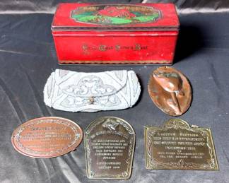 Ships Plates, Metal Biscuit Box Beaded Purse