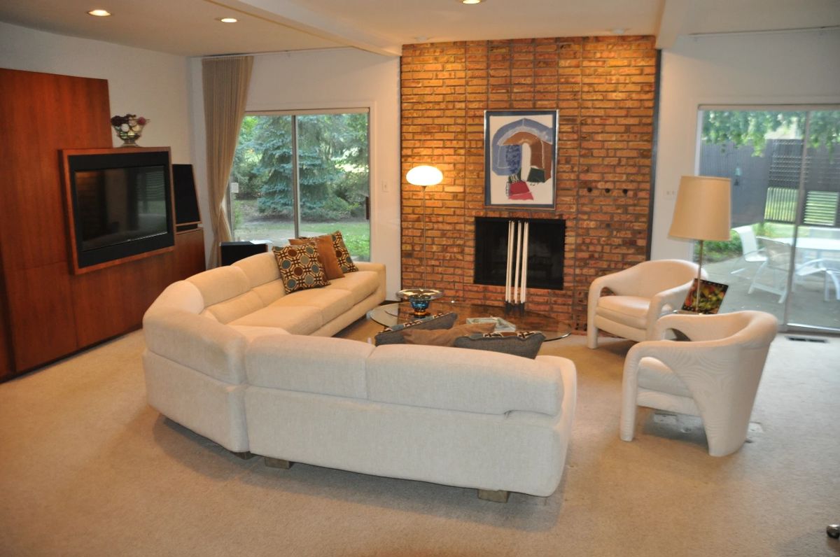 Stunning Overview of the Mid Century Living Room in our Wonderful Home!