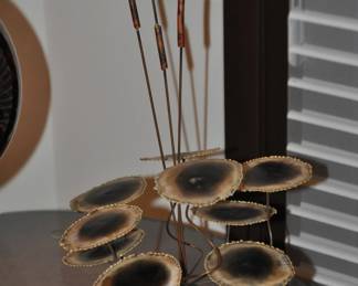 Mid Century Modern Brutalists Sculpture in the Manner of Curtis Jere, Made with Torched Brass and Metal Mounted on a Stone Base. (20"T) 