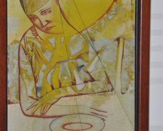 Mid Century Richard Wilt (American 1915-1981) Acrylic on Canvas, Signed 1965. 14.75" x 16.75"