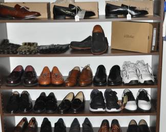 Fantastic Collection of Men's  Casual and Dress Shoes, Size 11. ( Many New in Box Including Johnston & Murphy, Ugg, Ecco, Nike, Olukai, Rockport, Bruno Magli and Magnani. 11D)