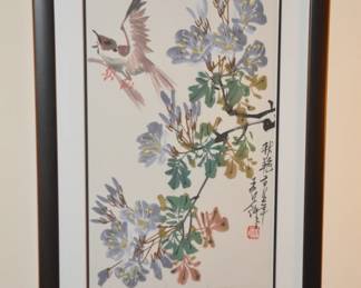 Another Lovely Framed and Matted Signed Japanese Watercolor, 13" x 21.5"
