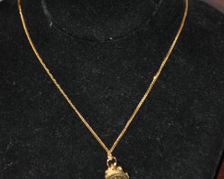 14k Chain Necklace with Wonderful Beehive Pendant via 