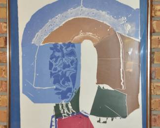 Trevor Allen (English, 1939-2008) Signed and Numbered 15/30, "Direction Along Cubert" Mid Century Linocut Lithograph (26.5"W x 35.5"H)