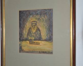 Simon Natan Karczmar, (Polish 1903-1982) Signed Print, “Lighting the Menorah”,  14.5” x 13"