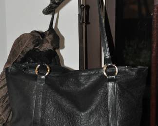 Another Great Black Leather Handbag, Scarf and Hat!