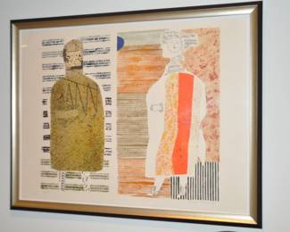 Stunning Max Papart (French 1911-1994) Signed and Numbered 18/35 Color Lithograph, "Two Figures". (Image 26.5" x 20"H)